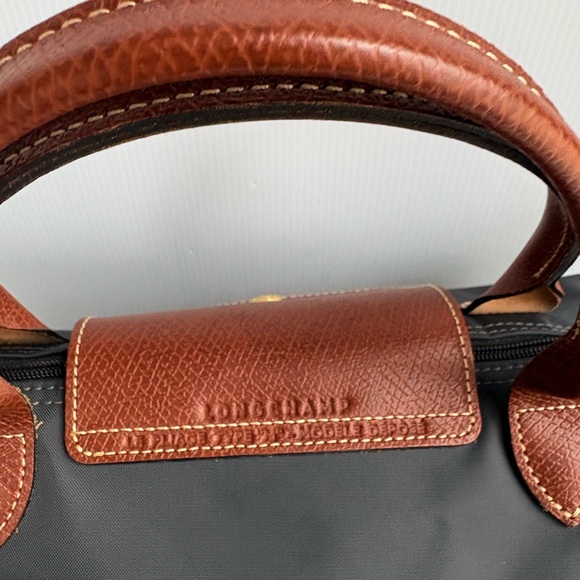 LONGCHAMP LE PLIAGE TOTE BAG LARGE - Charcoal Matte Finish Nylon /Leather EUC - Picture 5 of 17